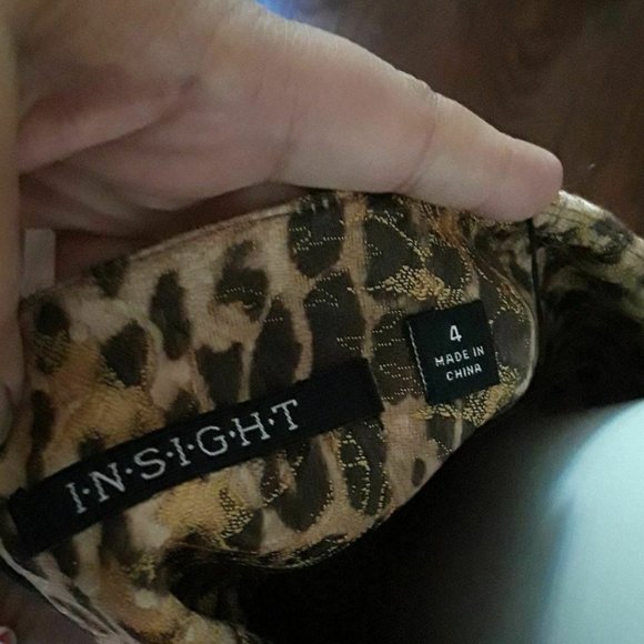 Insight Exotic Leopard Cheetah Print Pencil Skirt Tan Brown Gold sz 4 - Picture 4 of 5
